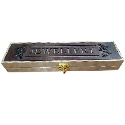 Vintage Wooden Necklace Gift Box – Lockable Jewelry Storage with Engraved Design
